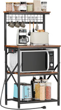 Kitchen Bakers Rack with Power Outlet, Microwave Oven Stand with Storage 4 Tiers