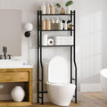 3-Tier Over The Toilet Storage, Space Saver Metal Bathroom Shelves, Freestanding Above Over Toilet Storage Shelf with 4 Hooks for Bathroom
