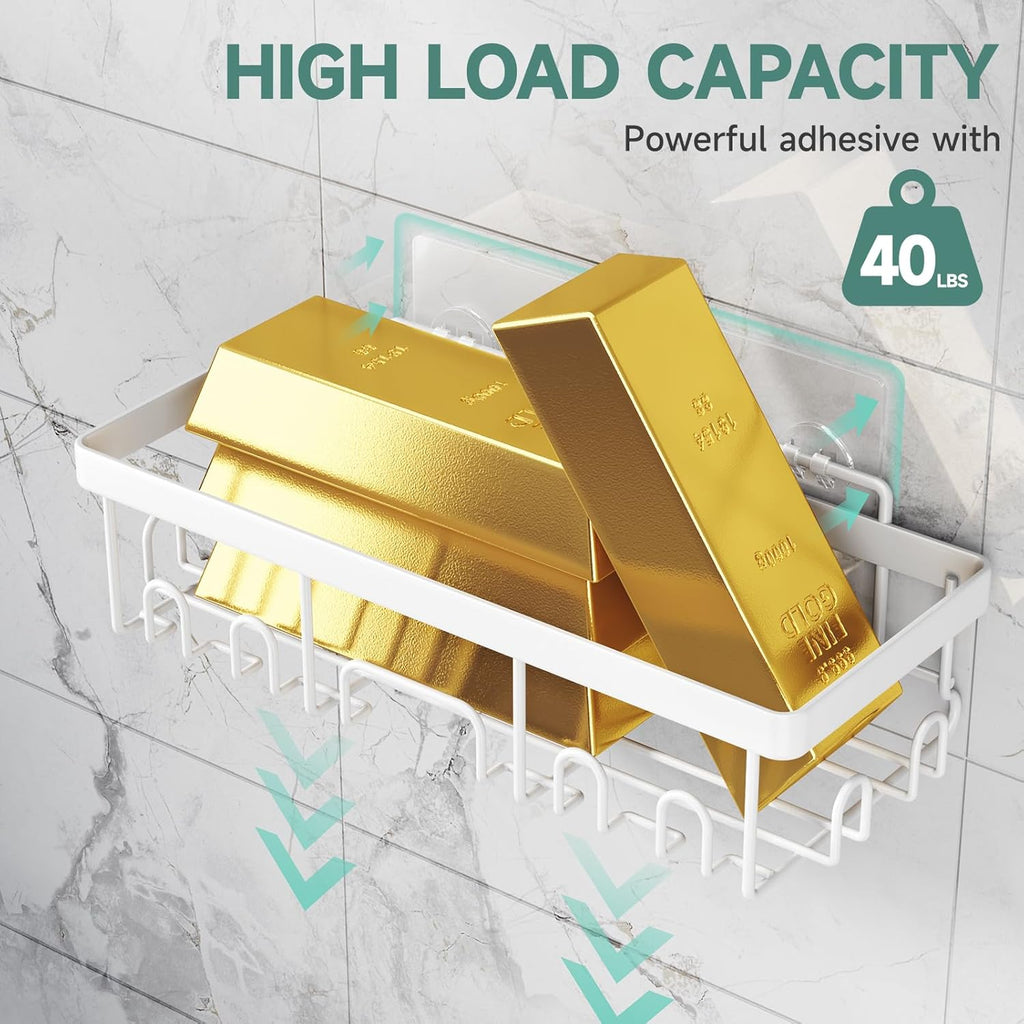 6-Pack Rustproof&Waterproof Shower Caddy, Adhesive Shelves Rack with Soap Holder, Large Bathroom & Washroom Organizer, No Drilling Wall-Mounted