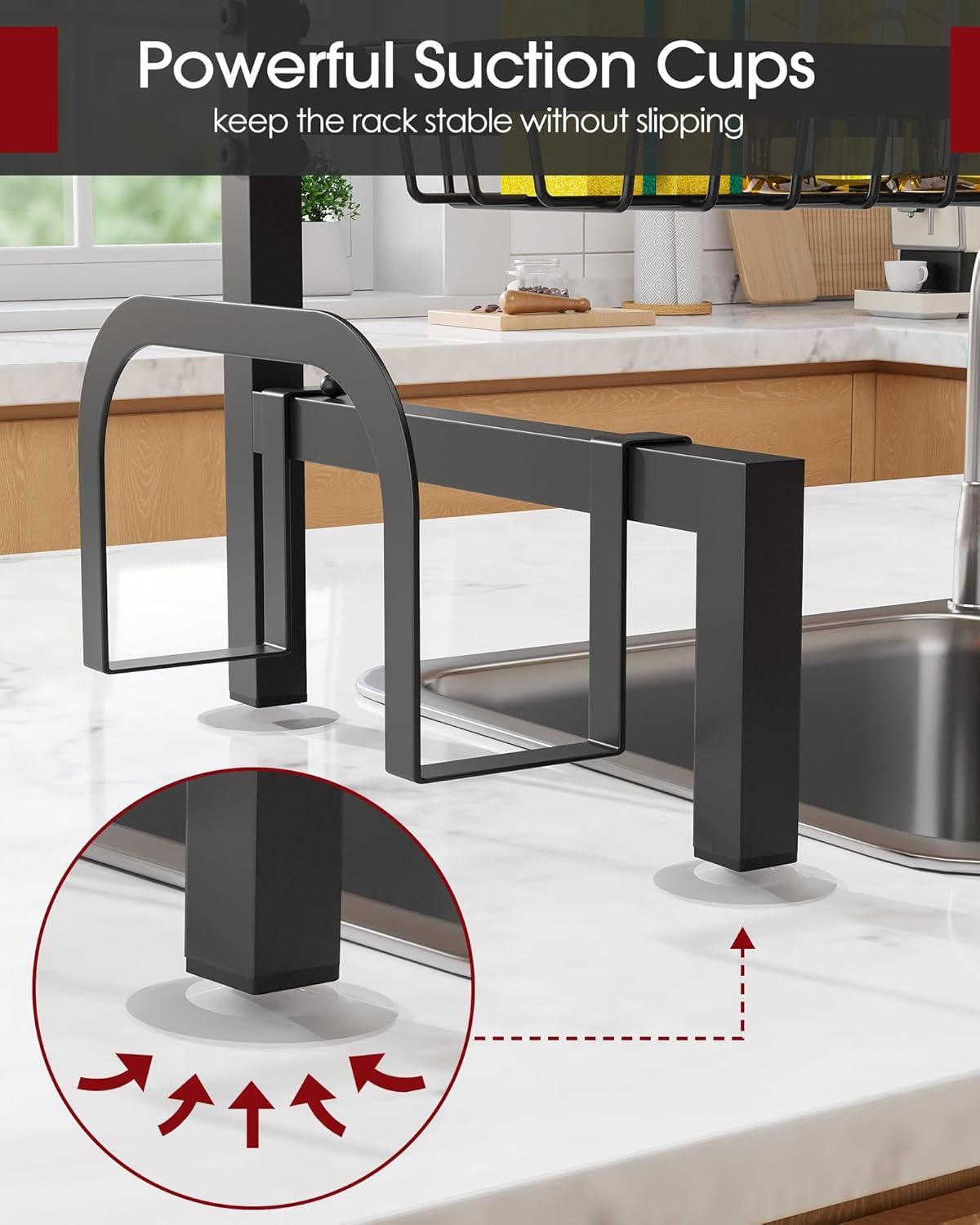 Over The Sink Dish Drying Rack - Adjustable 2 Tier Large Capacity Stainless Steel Drainer with Cutlery & Utensil Holders