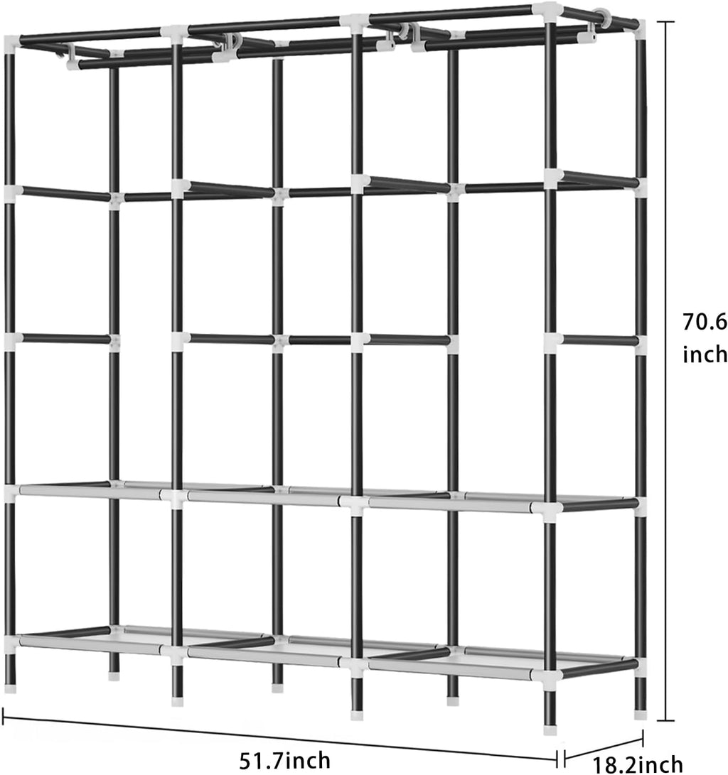 Portable Closet for Bedroom Steel Pipe Diameter 19mm Strong and Sturdy