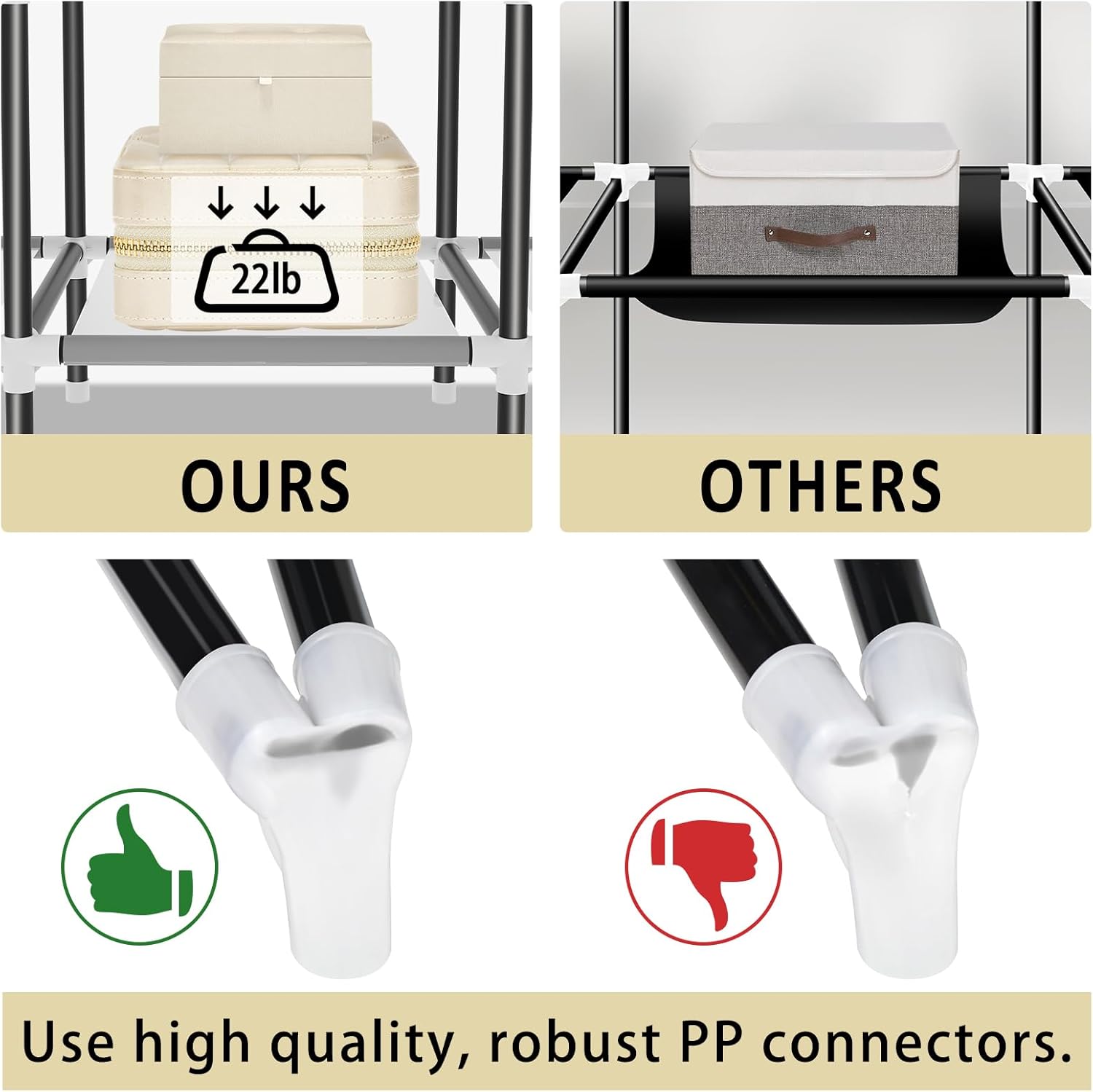 Portable Closet for Bedroom Steel Pipe Diameter 19mm Strong and Sturdy