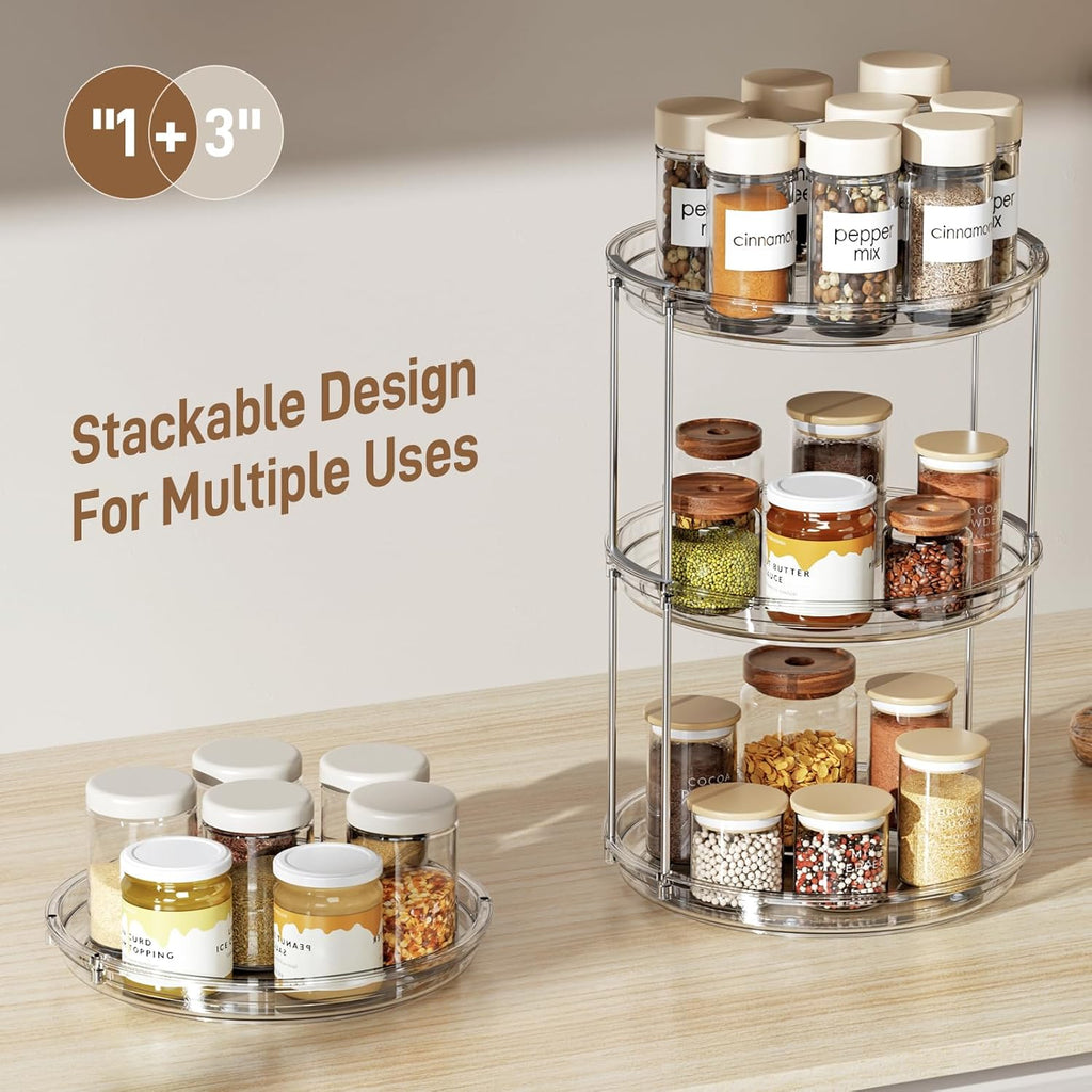 2 Tier Lazy Susan Turntable Organizer 9.25'' Rotating Spice Rack Organization for Kitchen