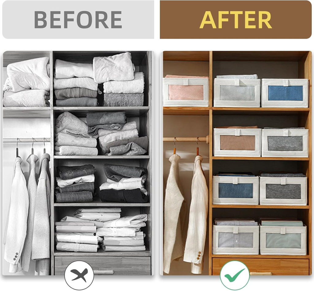 Linen Closet Organizers And Storage, 4 Pack Storage Bins Baskets for Organization
