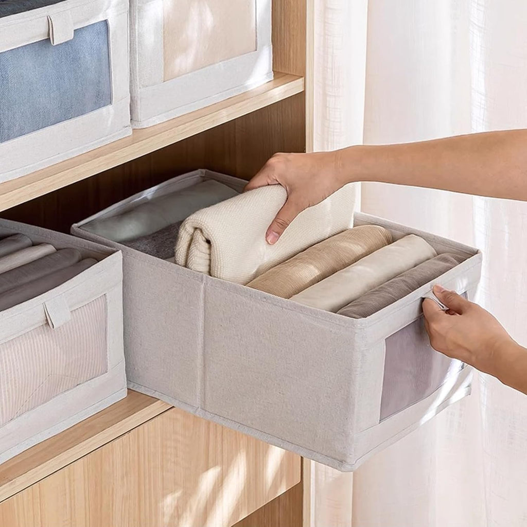 Linen Closet Organizers And Storage, 4 Pack Storage Bins Baskets for Organization