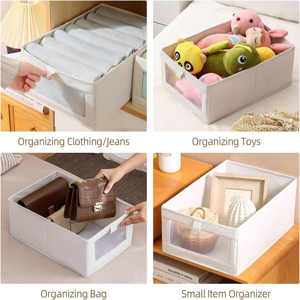 Linen Closet Organizers And Storage, 4 Pack Storage Bins Baskets for Organization