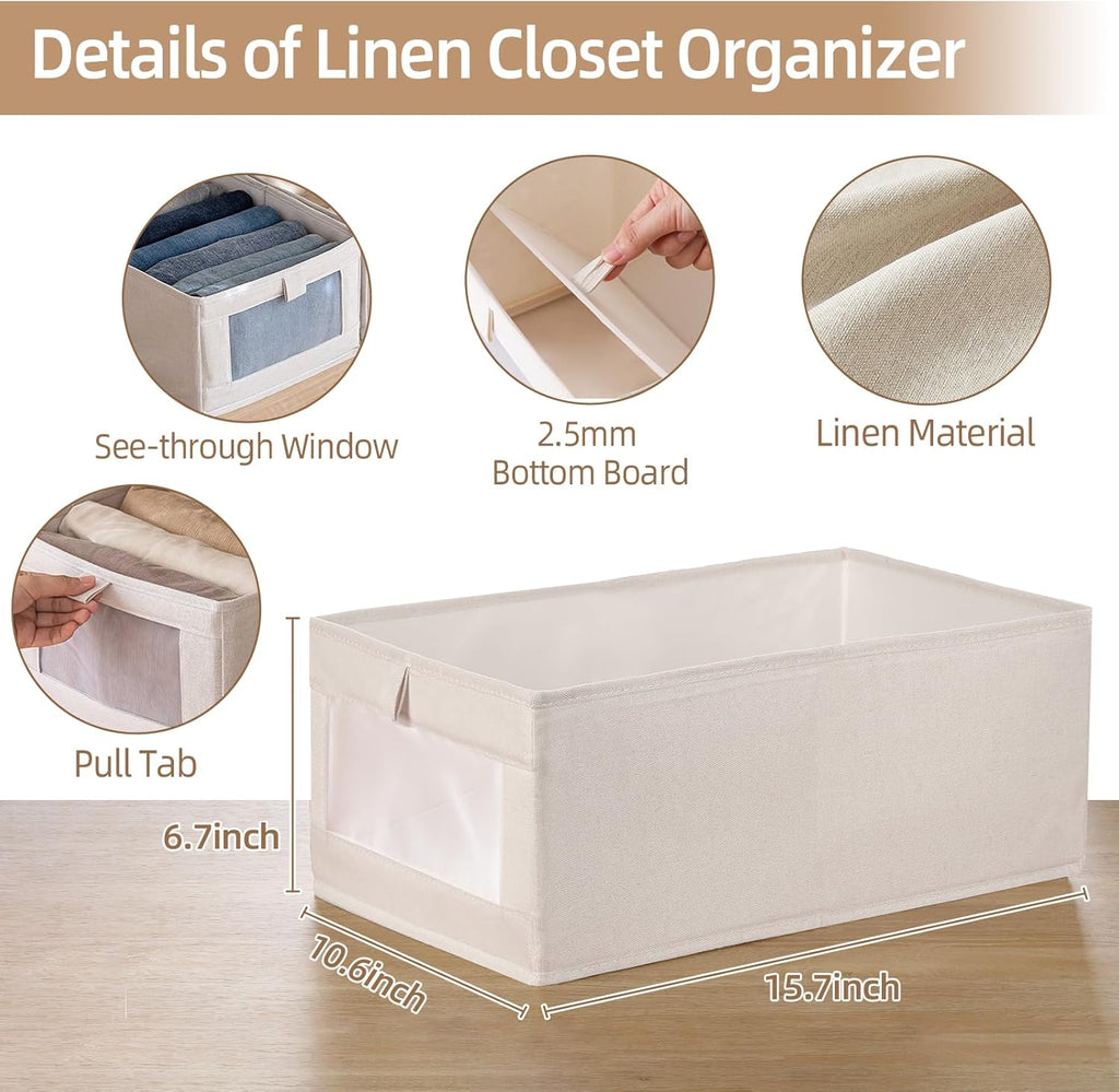 Linen Closet Organizers And Storage, 4 Pack Storage Bins Baskets for Organization
